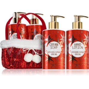 Vivian Gray Christmas Red Glitters Patchouli & Peony Luxury cream soap 250ml + Luxury hand lotion 250ml